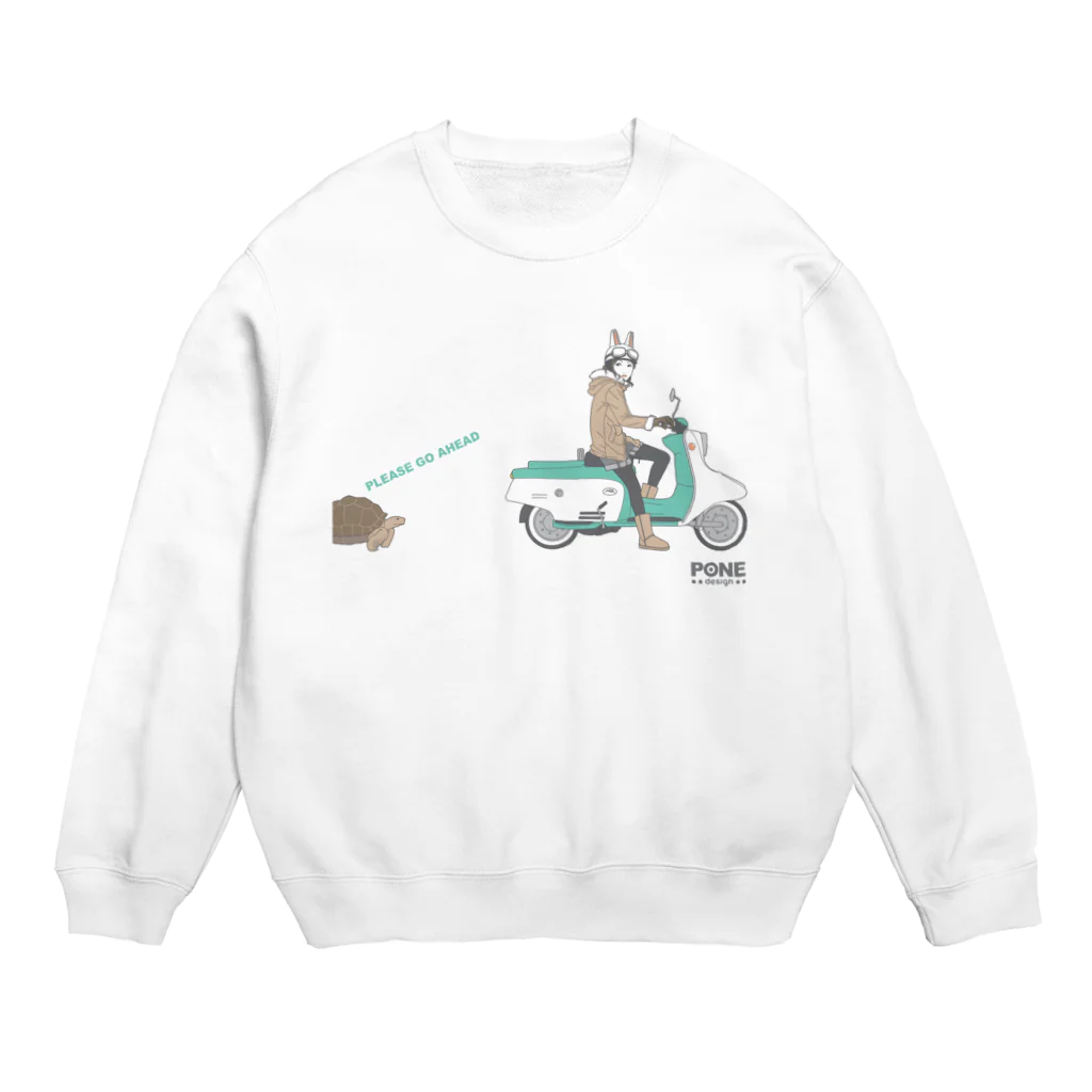 PONEdesignのうさぎとカメ Crew Neck Sweatshirt