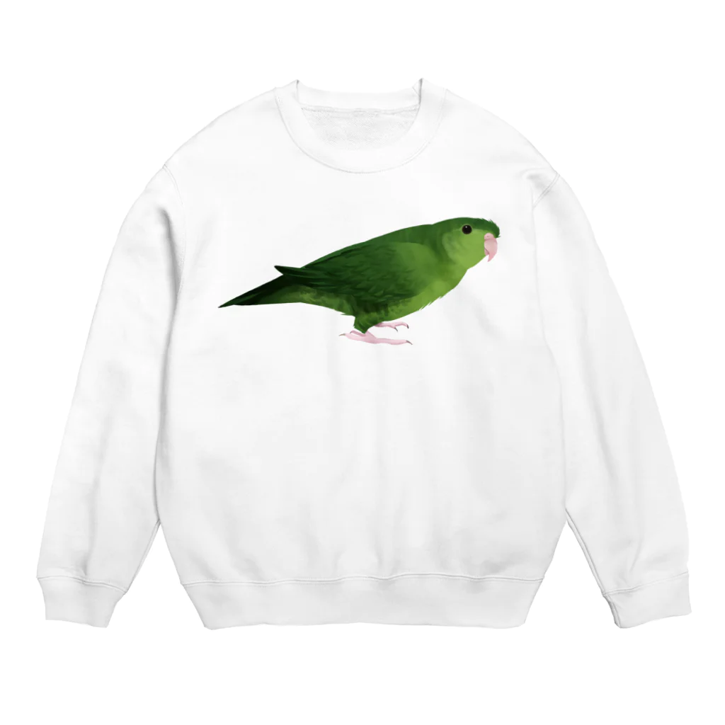 まめるりはことりのサザナミインコ　グリーン【まめるりはことり】 Crew Neck Sweatshirt