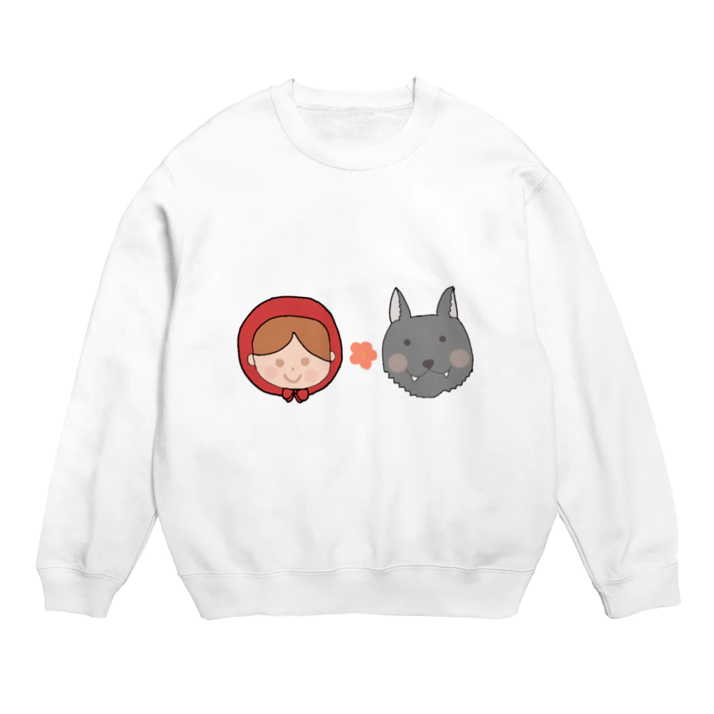 Yuuのyuuオリジナルイラスト24 赤ずきんとオオカミ Crew Neck Sweatshirt