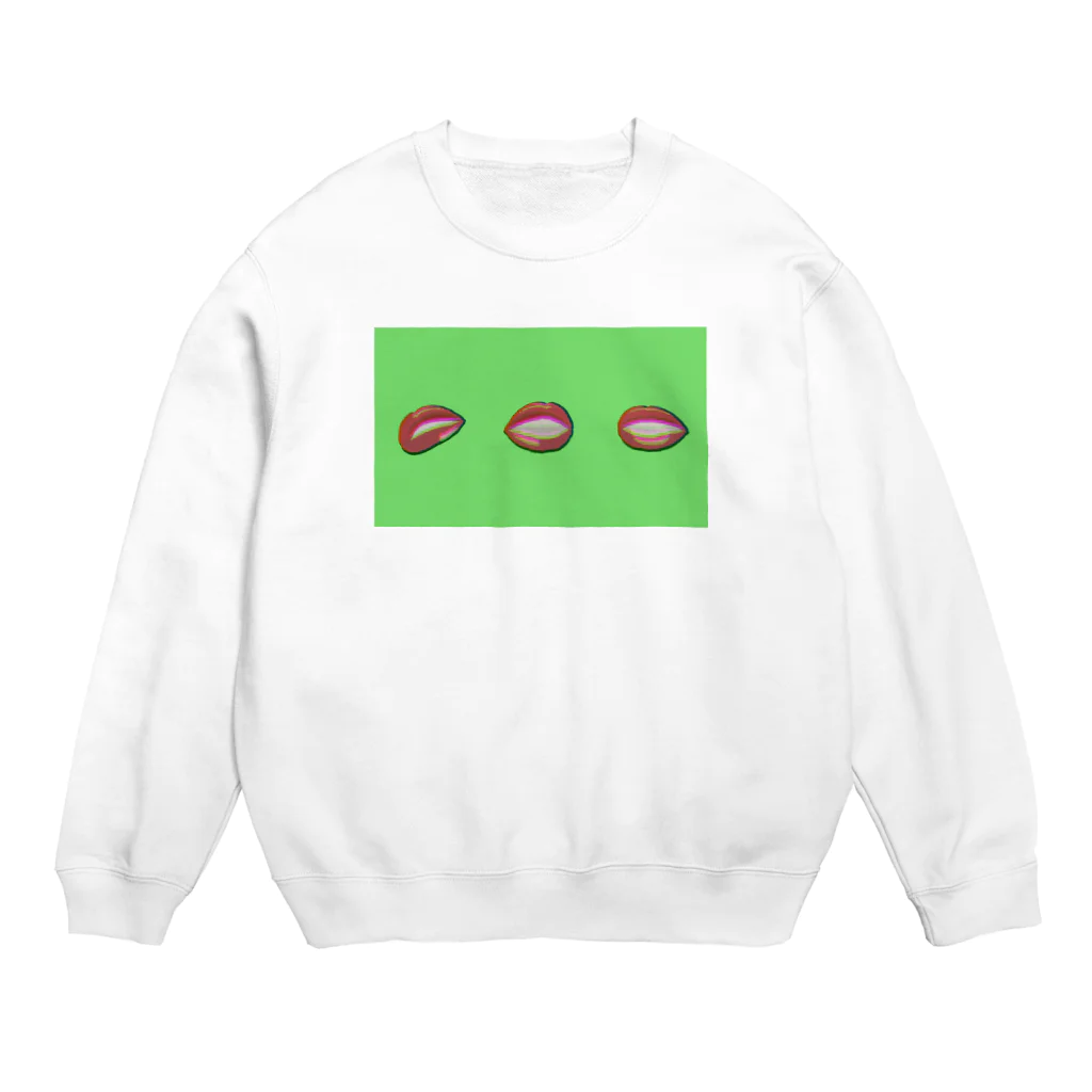 happychamchamのリップ（グリーン） Crew Neck Sweatshirt