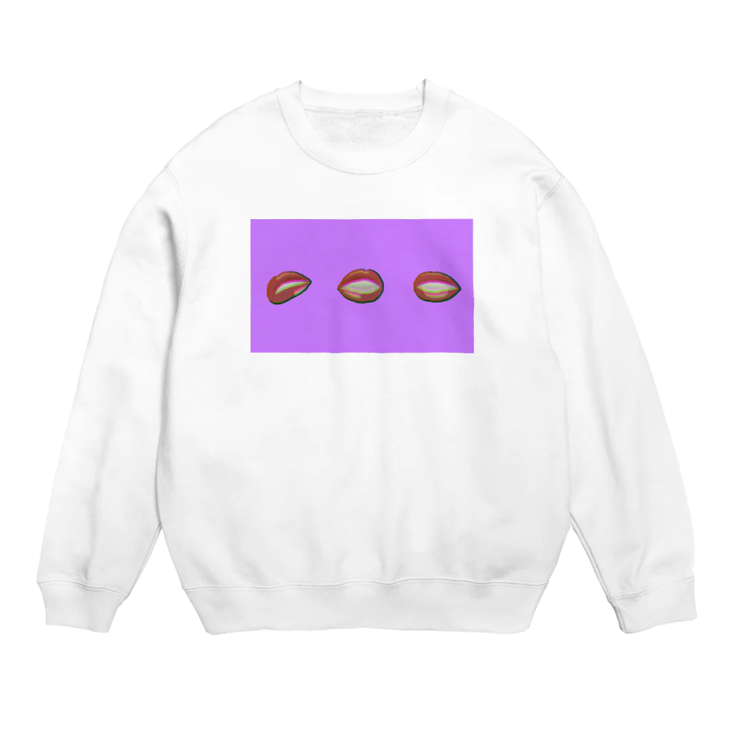 happychamchamのリップ（パープル） Crew Neck Sweatshirt