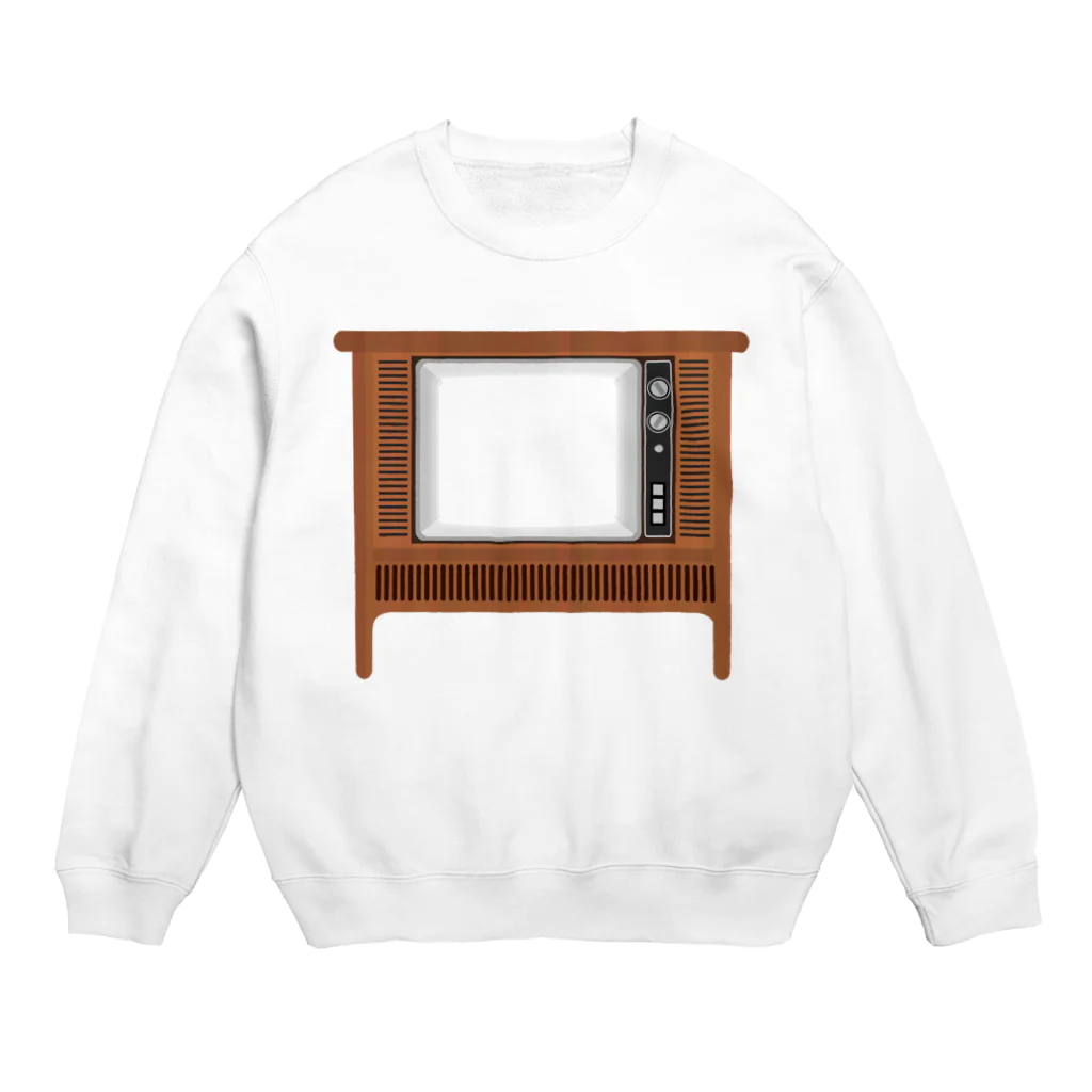 illust_designs_labのレトロな昭和のオーディオテレビのイラスト 画面オン 脚付き  Crew Neck Sweatshirt