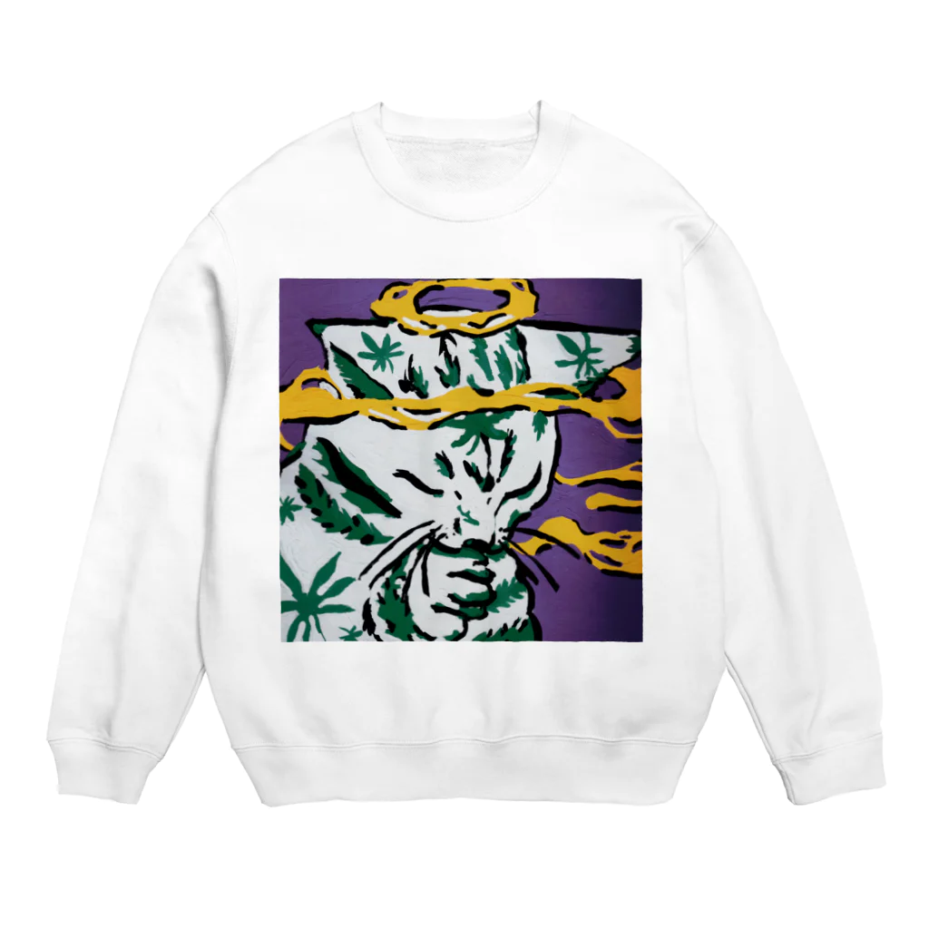 てゃんのネコ吸い Crew Neck Sweatshirt