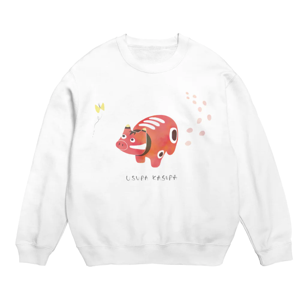 毎日ころりんの赤べこくんがウスラカスラ Crew Neck Sweatshirt