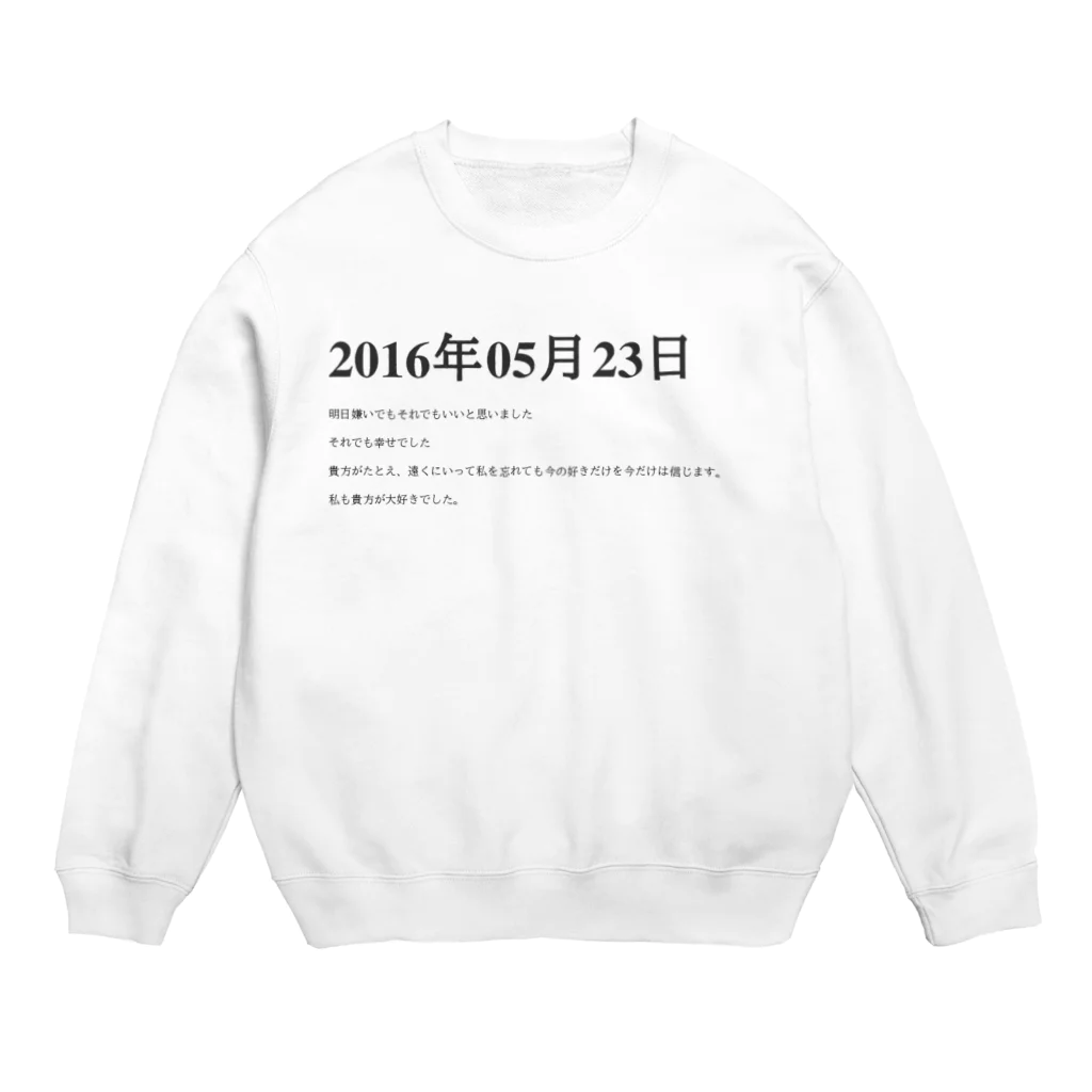 誰かが書いた日記の2016年05月23日03時54分 Crew Neck Sweatshirt