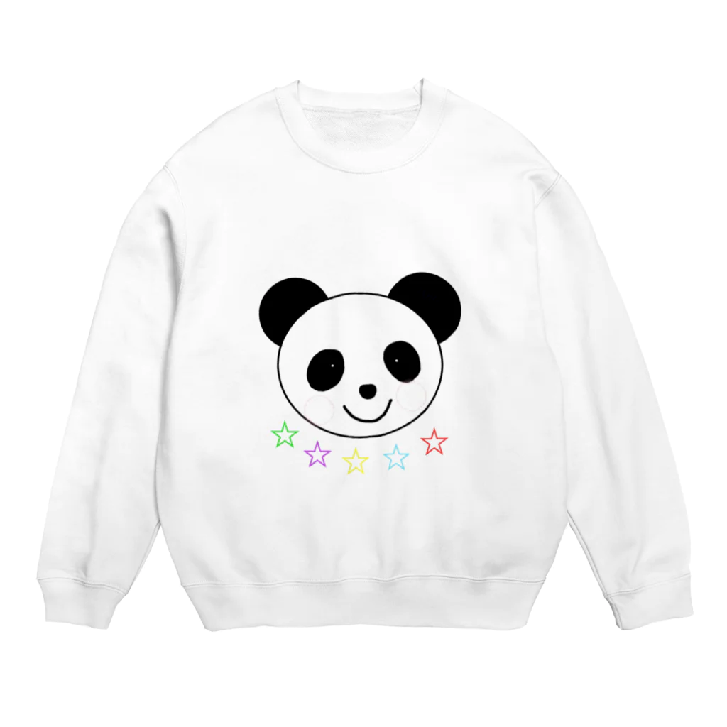 YuuのYuuオリジナルイラスト25 パンダと5色の星 Crew Neck Sweatshirt