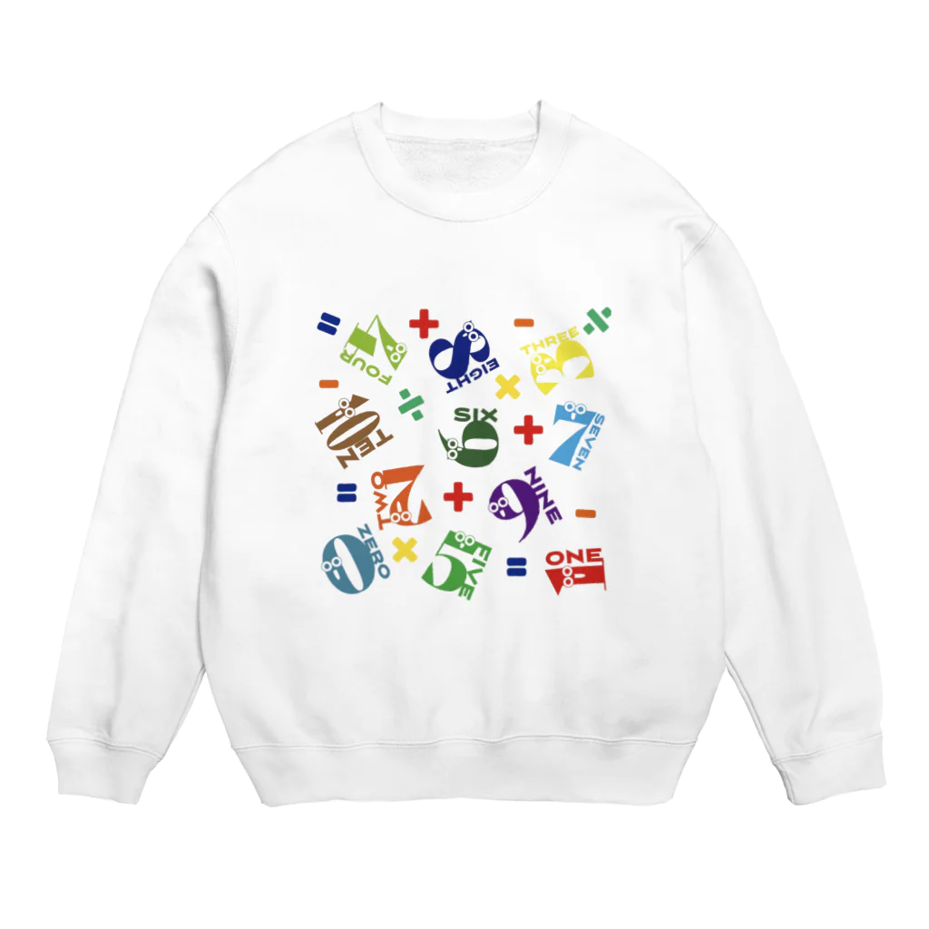 親子設計 ruchire 『知育文字』の数字シリーズ計算 Crew Neck Sweatshirt