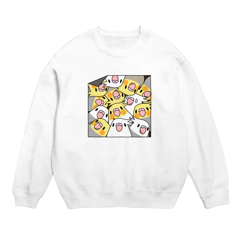 まめるりはことりの三密です！むちむちオカメインコさん【まめるりはことり】 Crew Neck Sweatshirt