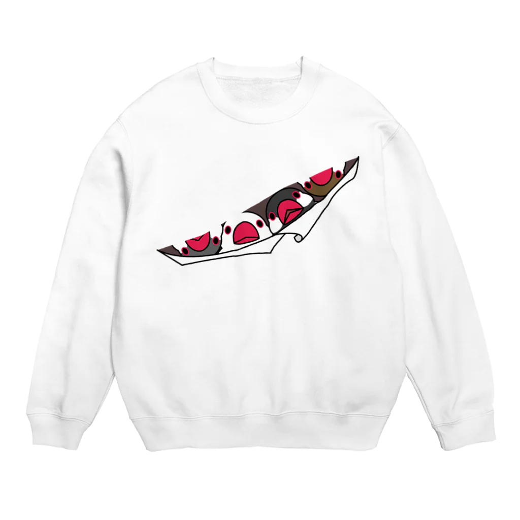 まめるりはことりの三密です！むちむちフィンチさん【まめるりはことり】 Crew Neck Sweatshirt