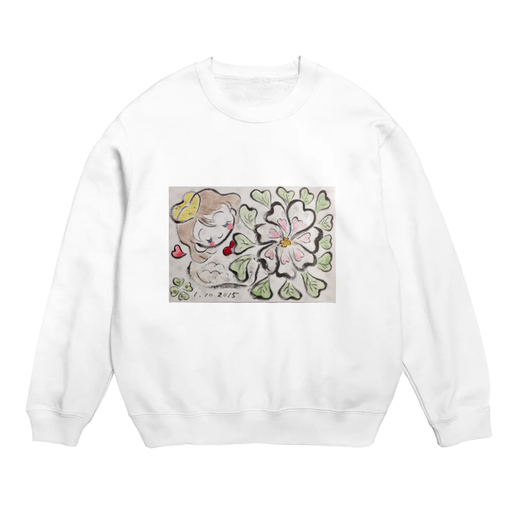 🍀森葉子グッズ🍀の♪愛天使と花♪ Crew Neck Sweatshirt