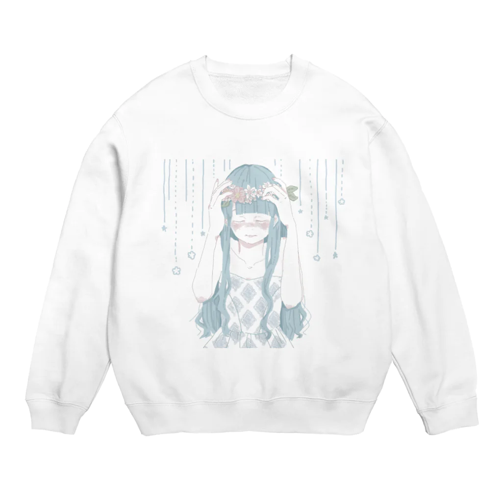 ほしの　みみこの青い女の子 Crew Neck Sweatshirt