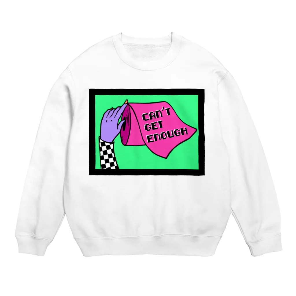 Mieko_KawasakiのCAN'T GET ENOUGH / GREEN トイレットペーパー　 Crew Neck Sweatshirt