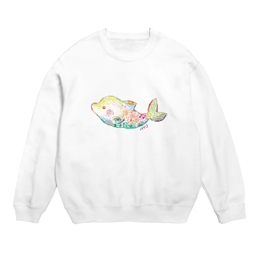 memo  (めも)のクレパス  イルカ Crew Neck Sweatshirt