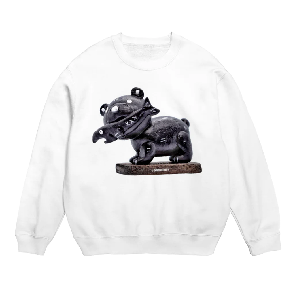 岡本なう - okamoto now -の木彫りの熊風粘土のクマさん Crew Neck Sweatshirt