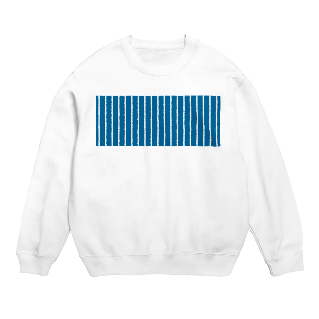 Planet Evansの青と白の縦縞 Crew Neck Sweatshirt