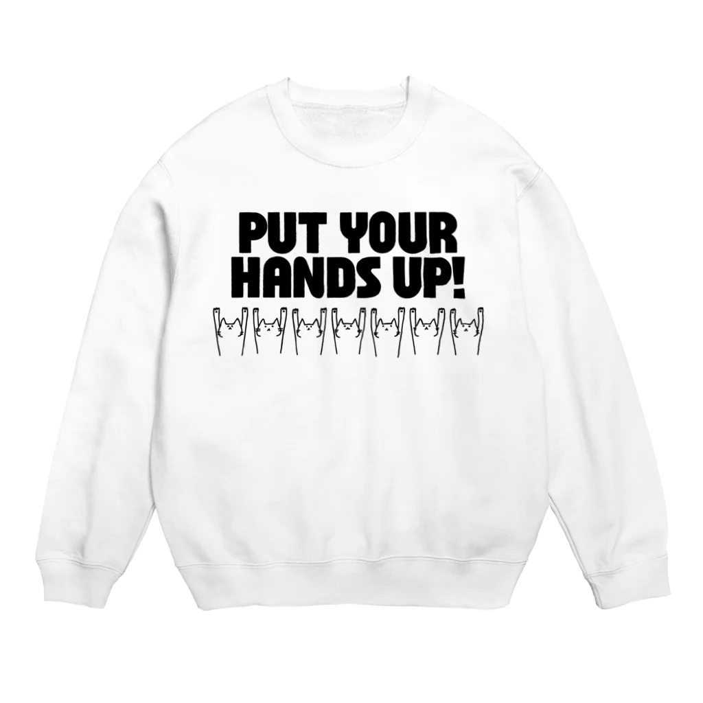 PokuStarのPUT YOUR HANDS UP!　・黒 Crew Neck Sweatshirt