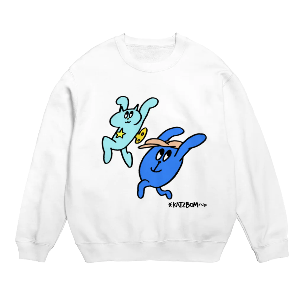 カツボン(KATZBOM)／漫画家ラッパーのネジネコとモンタナ〜ジャンプ！ Crew Neck Sweatshirt