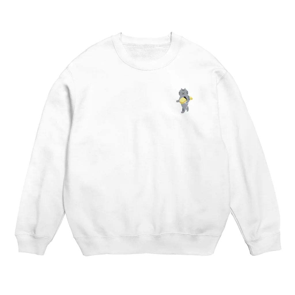 SUIMINグッズのお店の【小】玉子の握り寿司をのんびり運ぶねこ Crew Neck Sweatshirt