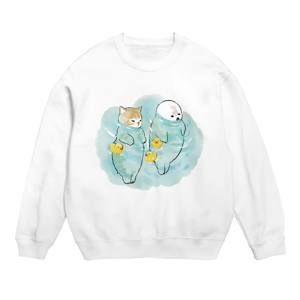 mofusandの海とにゃんこ Crew Neck Sweatshirt