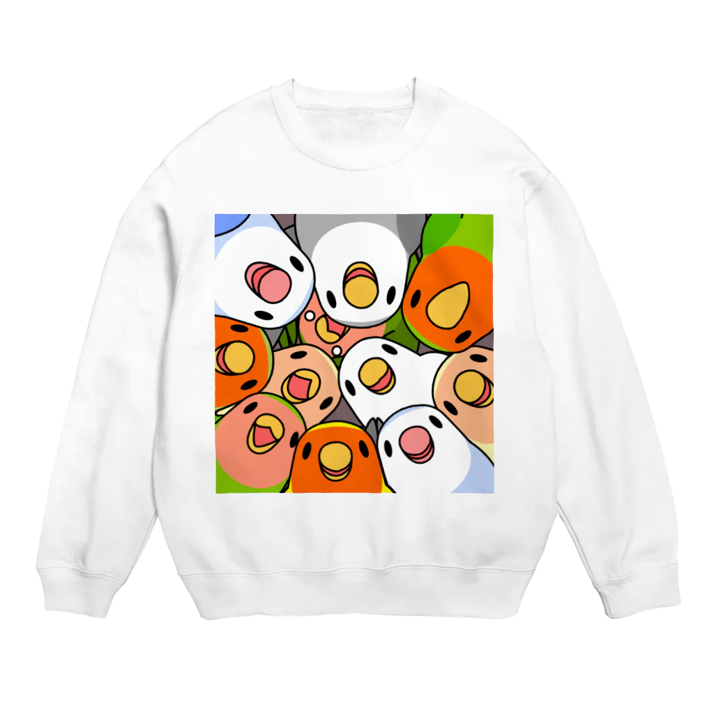 まめるりはことりのみっちりむっちり過密コザクラインコさん【まめるりはことり】 Crew Neck Sweatshirt