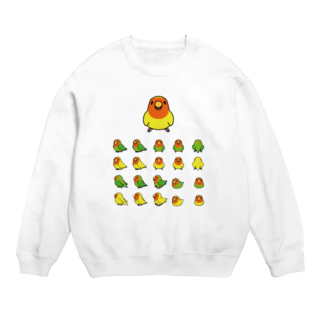 まめるりはことりの整列コザクラインコ隊【まめるりはことり】 Crew Neck Sweatshirt