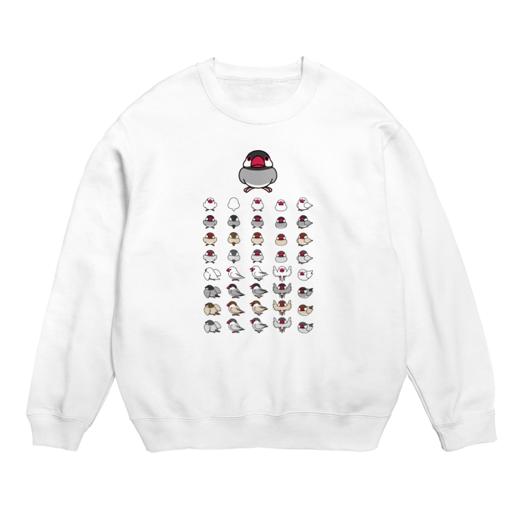 まめるりはことりの整列文鳥隊【まめるりはことり】 Crew Neck Sweatshirt
