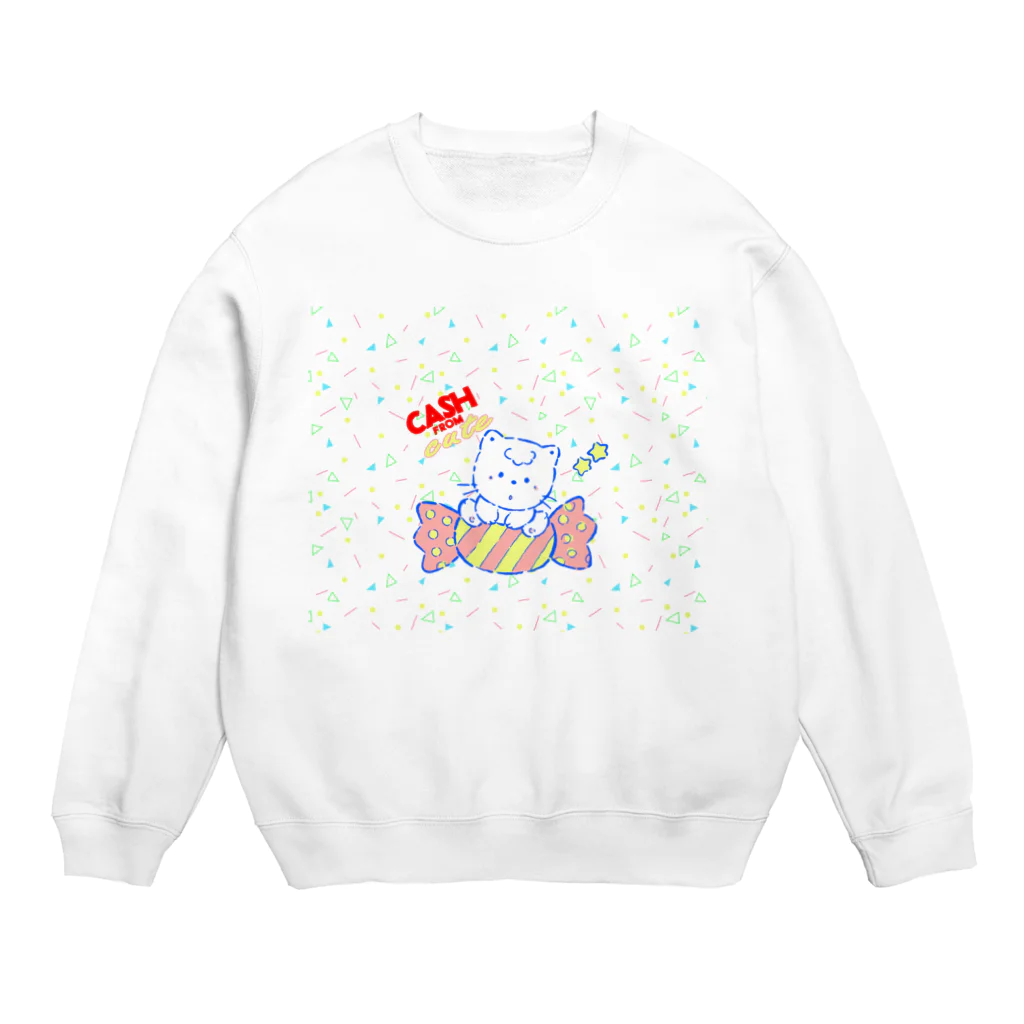 絶滅危惧種　suzuri 店のcash from cute Crew Neck Sweatshirt