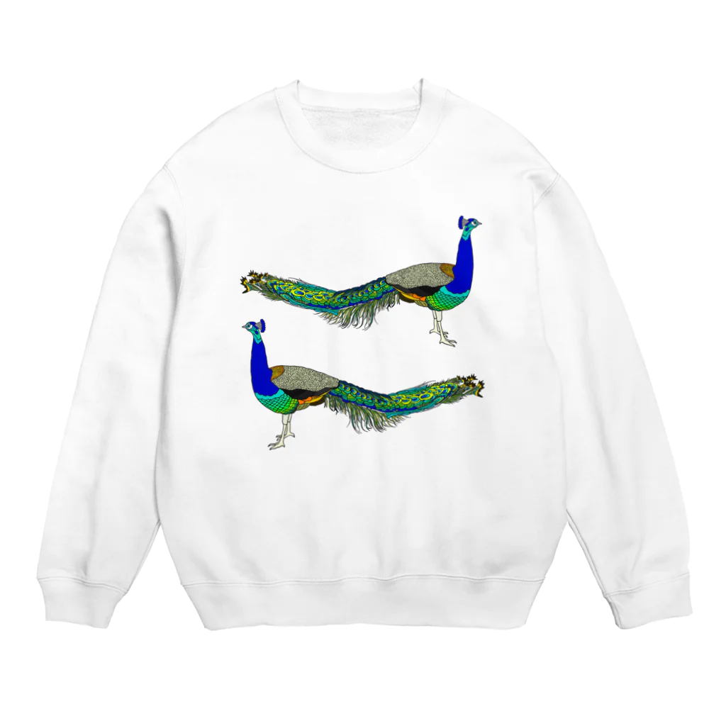 らぴの堂のはりきって孔雀。 Crew Neck Sweatshirt