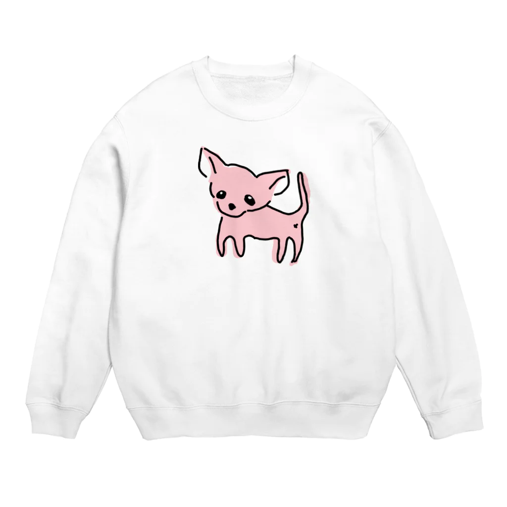 akane_art（茜音工房）のゆるチワワ（ピンク） Crew Neck Sweatshirt