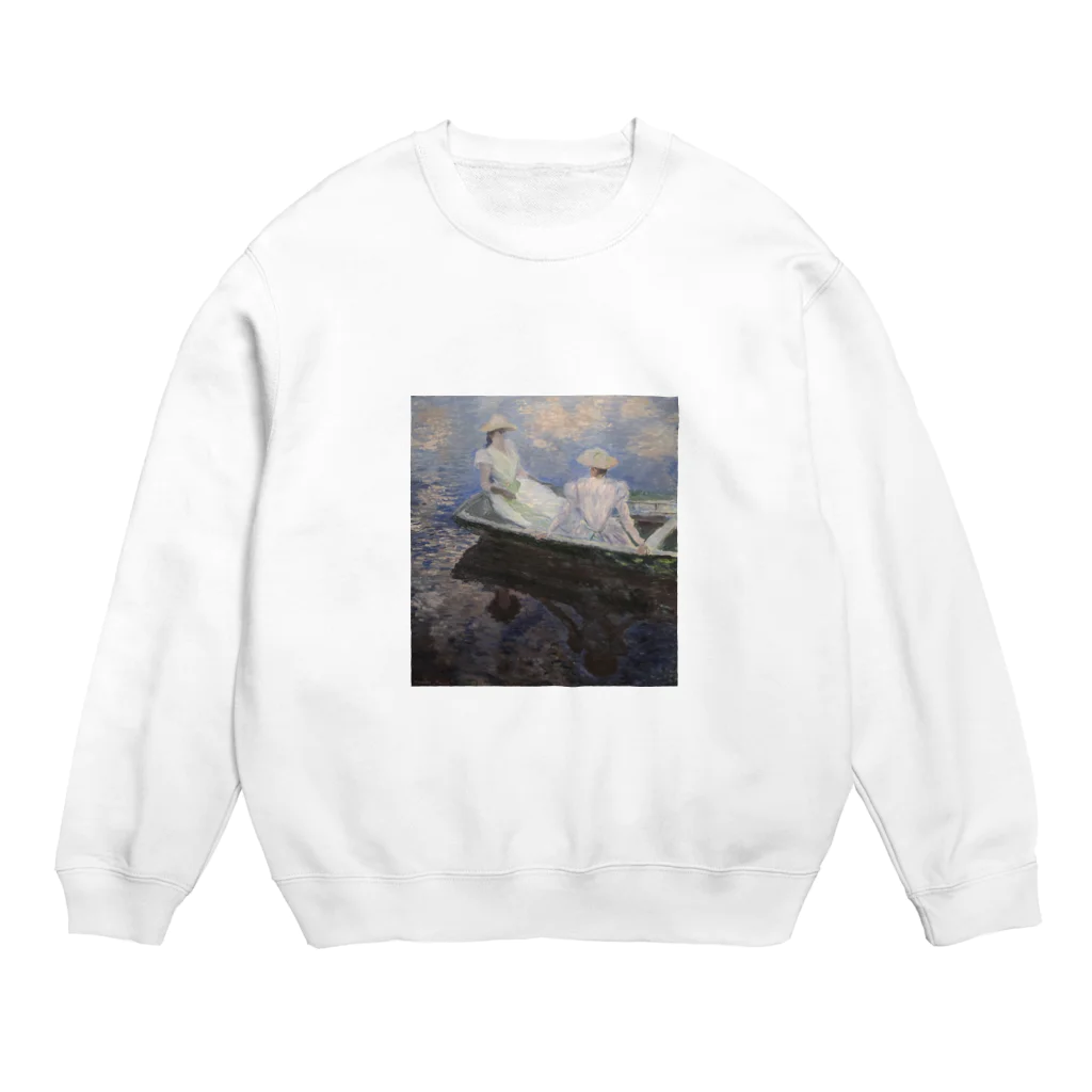 アートTシャツ 名画グッズのクロード・モネの『舟遊び』 Crew Neck Sweatshirt