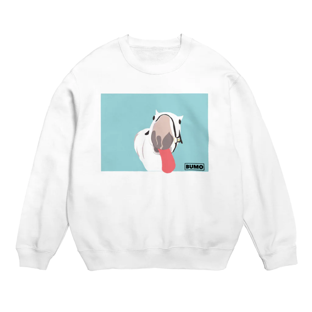 ユルークうーまショップのベロベロするあし毛の馬 Crew Neck Sweatshirt