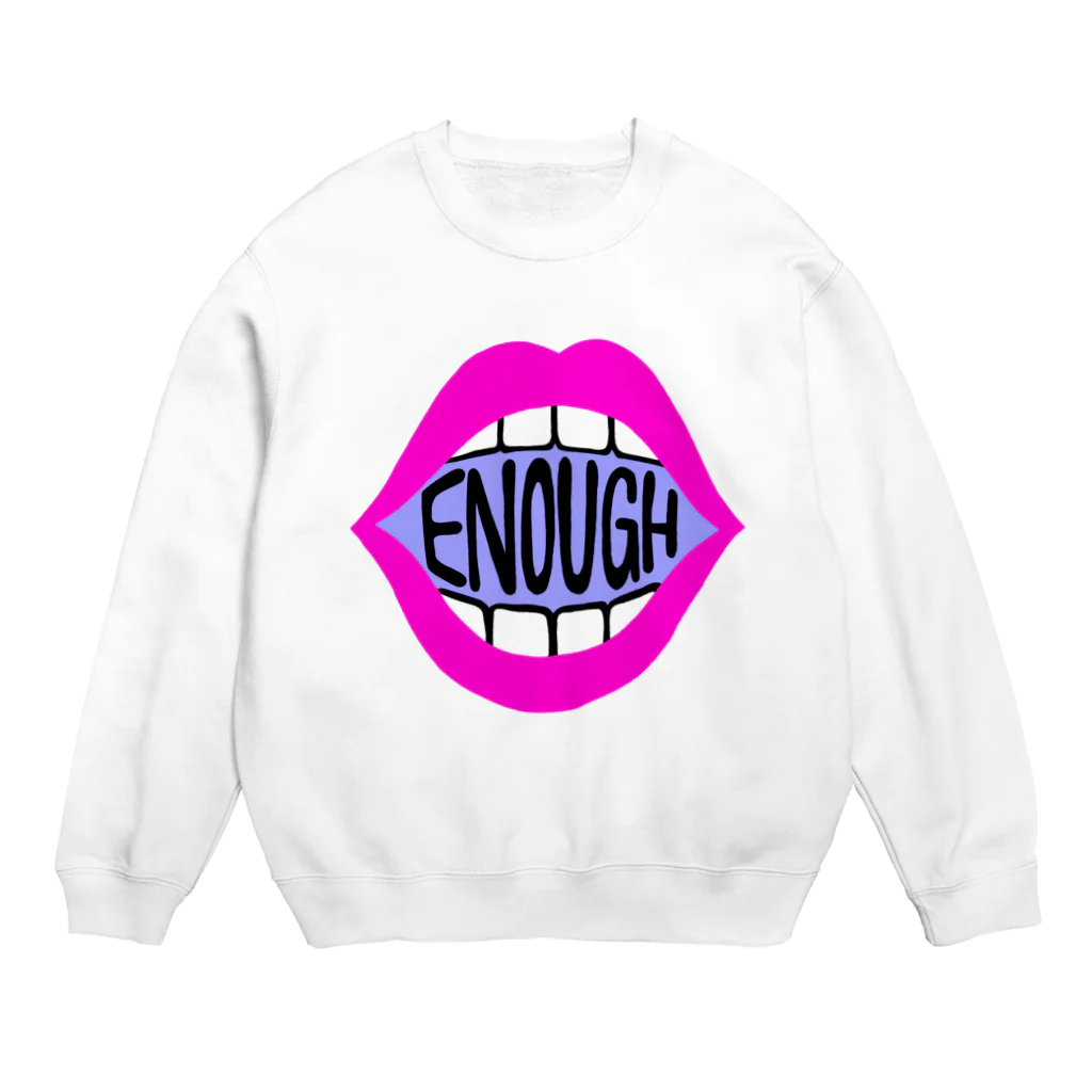 Mieko_KawasakiのENOUGH IS ENOUGH! MOUTH PINK Crew Neck Sweatshirt