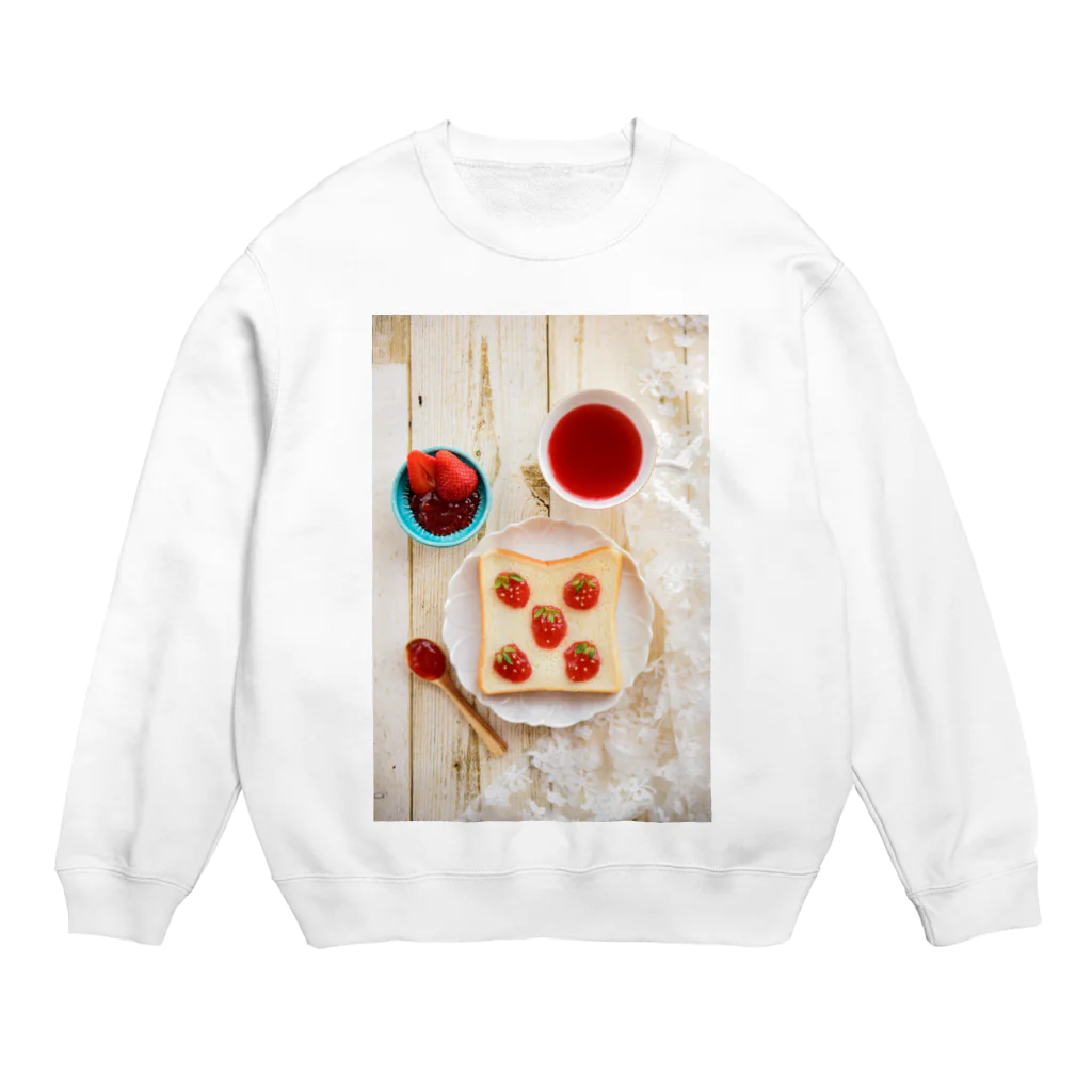 2ca_aのいちごの朝ごはん Crew Neck Sweatshirt