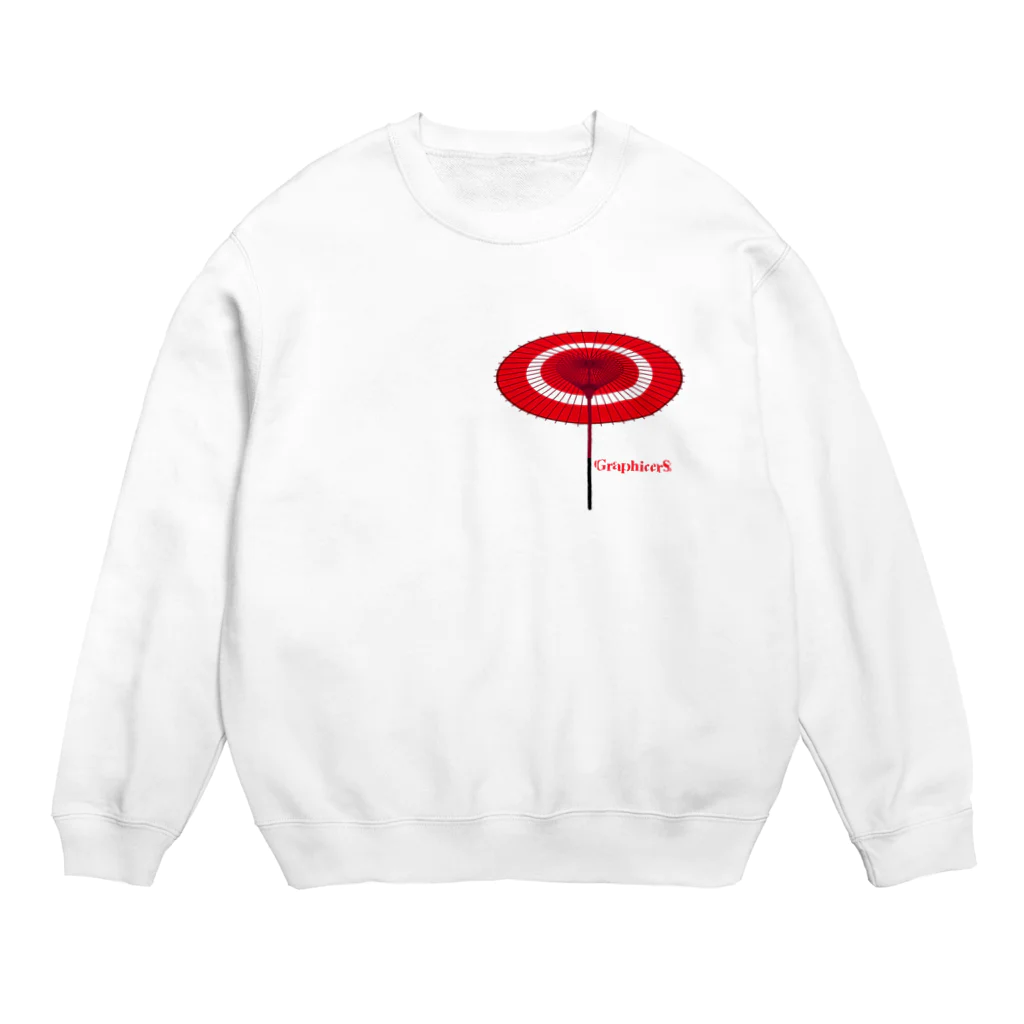 Graphicersの赤い傘 Crew Neck Sweatshirt