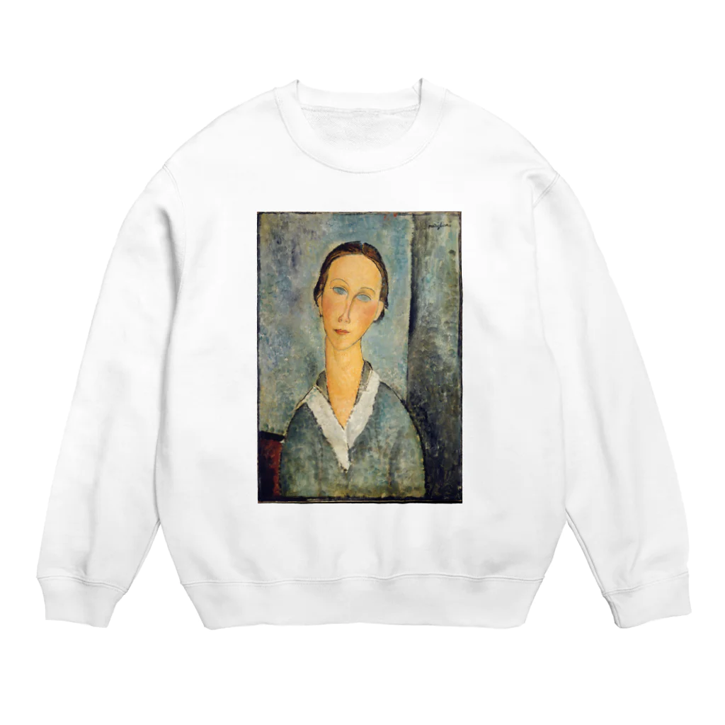 museumshop3の【世界の名画】アメデオ・モディリアーニ『Girl in a Sailor's Blouse』 Crew Neck Sweatshirt