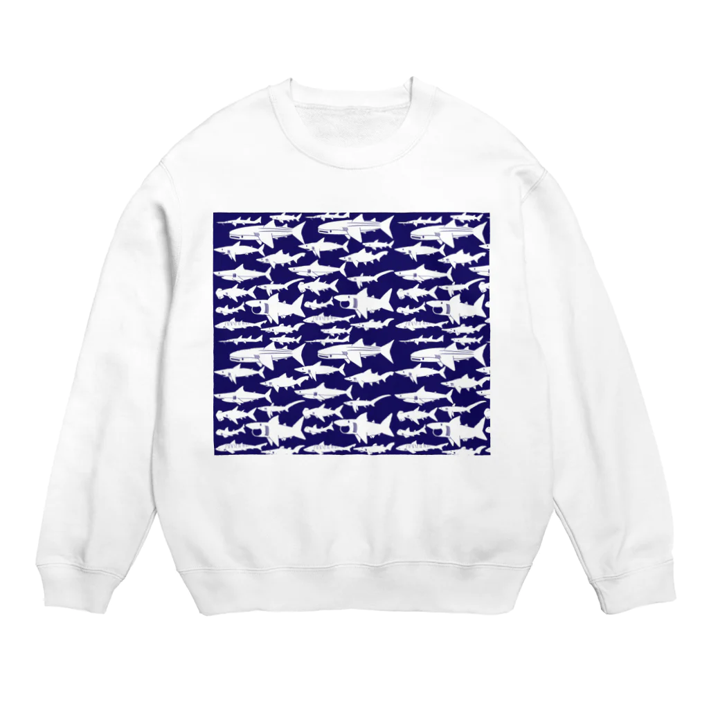 図鑑Tのスズリのサメいっぱい Crew Neck Sweatshirt