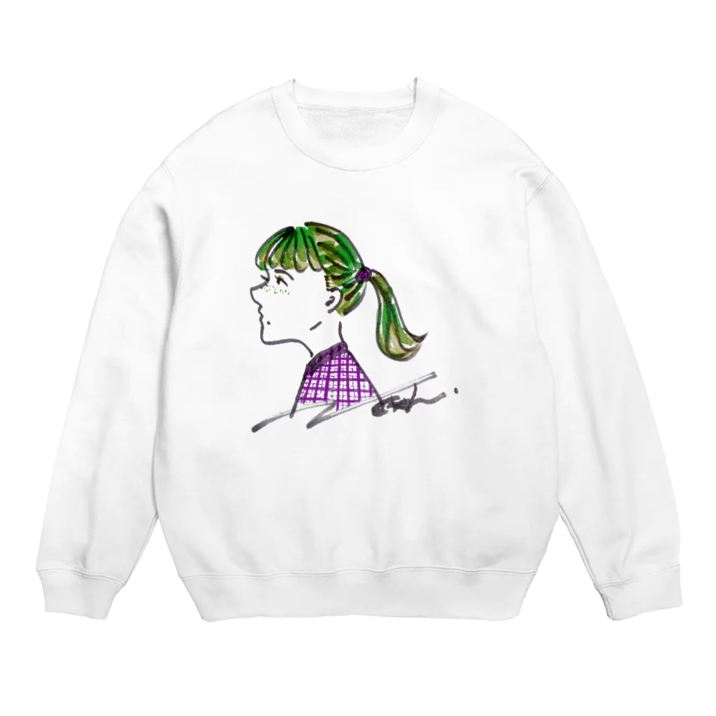 ゆるりらの横顔女の子 Crew Neck Sweatshirt