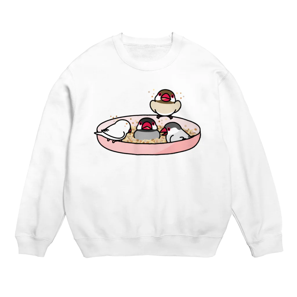 まめるりはことりのいつでもなかよし文鳥【まめるりはことり】 Crew Neck Sweatshirt