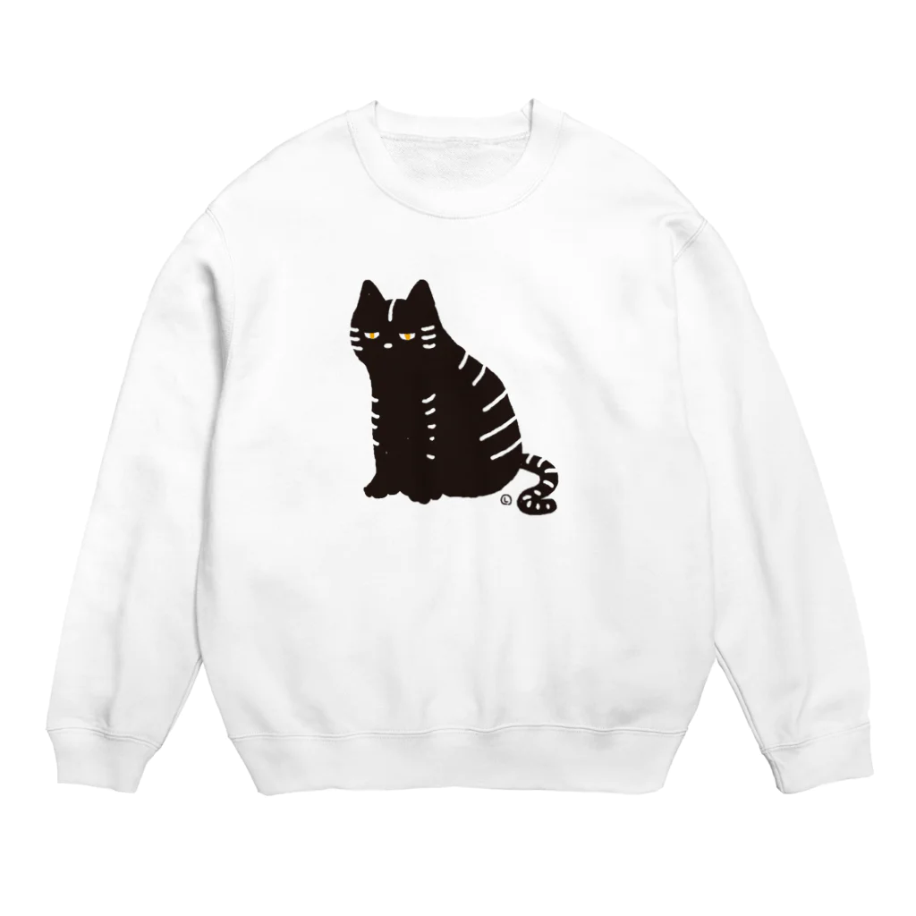 本田しずまるの絵のグッズのトラネコ・黒・大 Crew Neck Sweatshirt