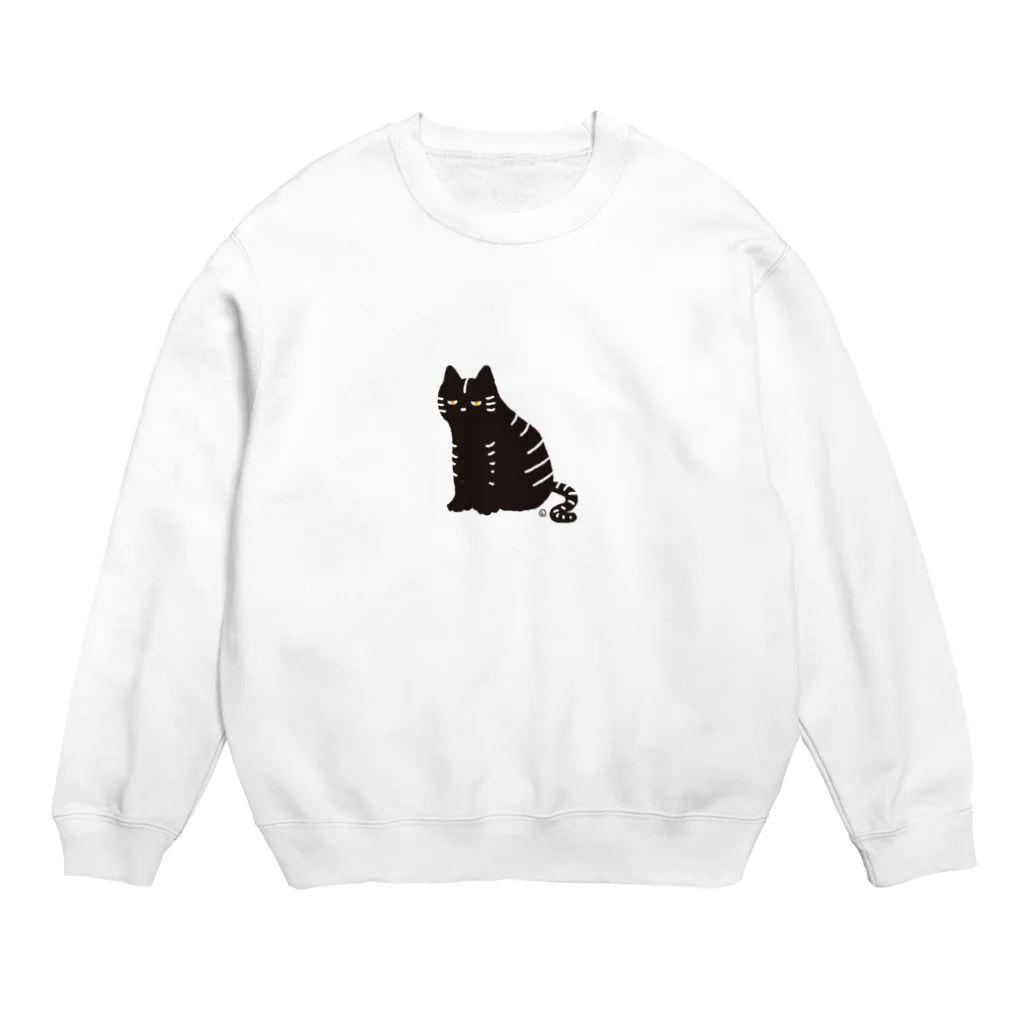 本田しずまるの絵のグッズのトラネコ・黒・小 Crew Neck Sweatshirt