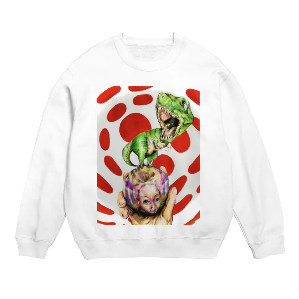 押付美術館の恐竜玉 Crew Neck Sweatshirt