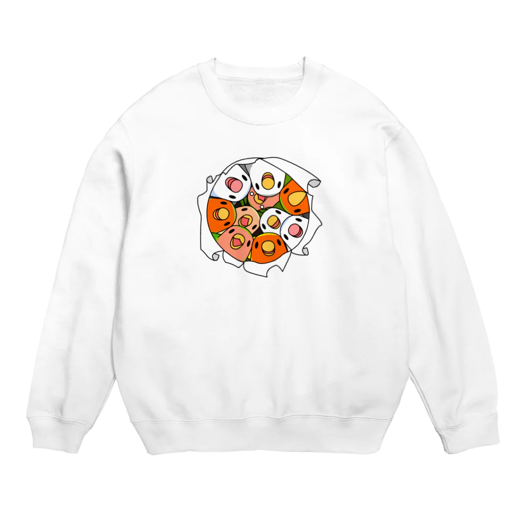 まめるりはことりの三密です！むちむちコザクラインコさん【まめるりはことり】 Crew Neck Sweatshirt