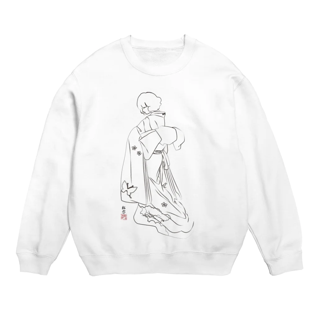 松や SUZURI店の今だけ値下げ中！　蝶の背中「線画バージョン」 Crew Neck Sweatshirt