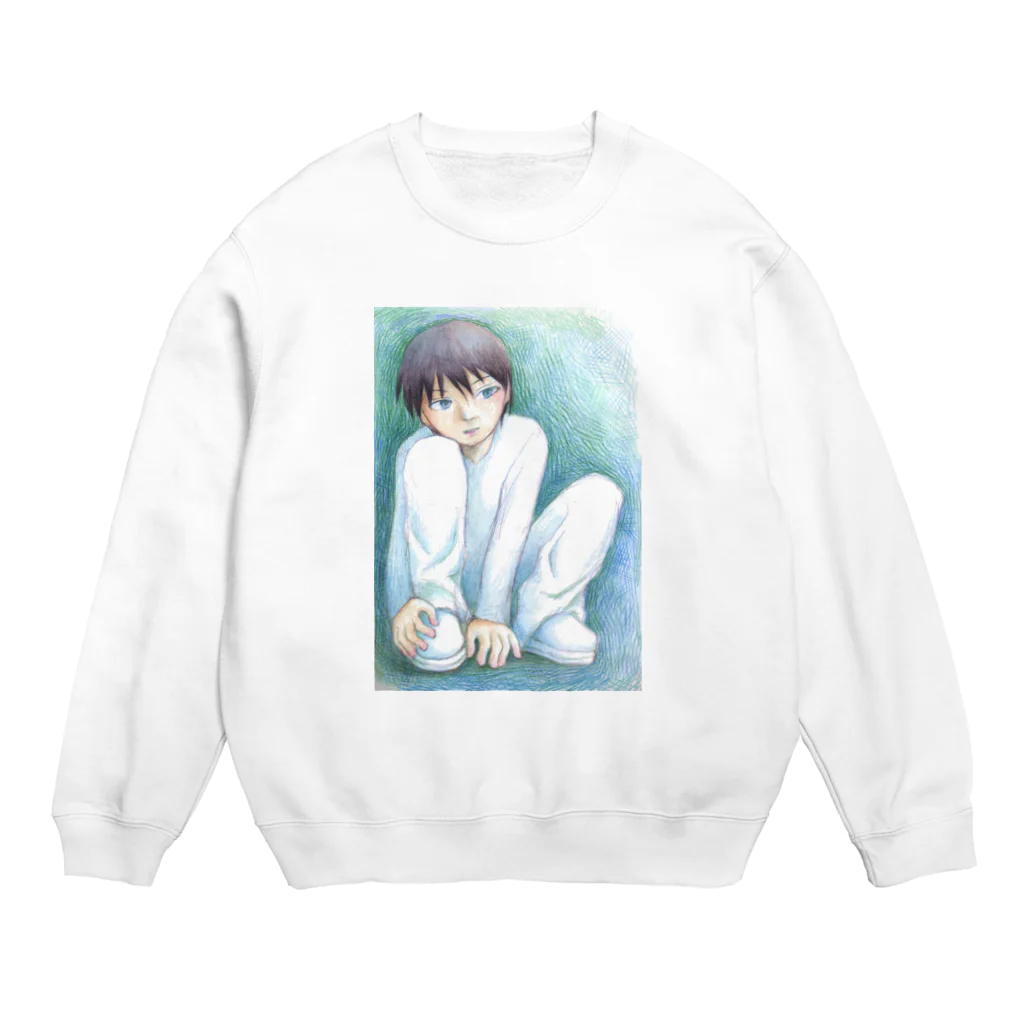 花信風のお店の寂しそうな少年 Crew Neck Sweatshirt