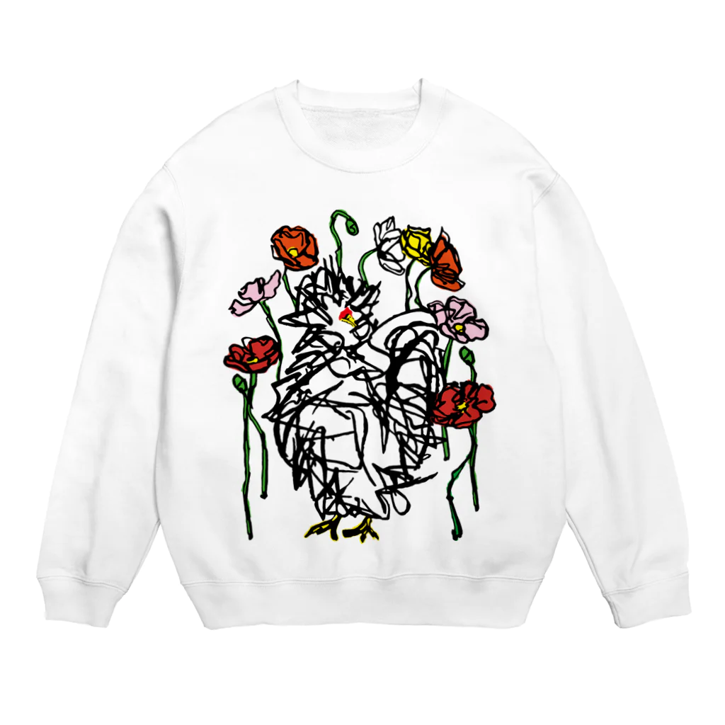 NOUKUの花と鳥 <白> Crew Neck Sweatshirt