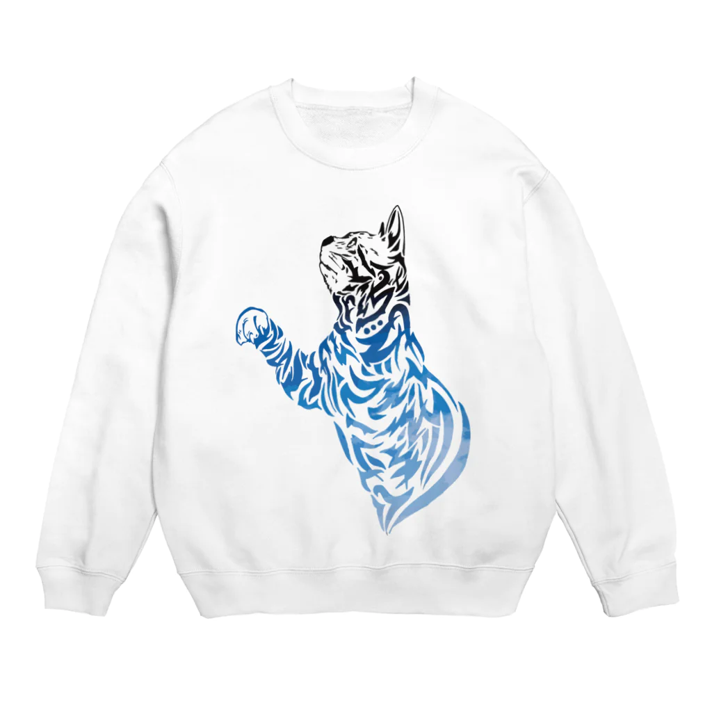 TRAVA design SHOPの猫トライバル×青空 Crew Neck Sweatshirt