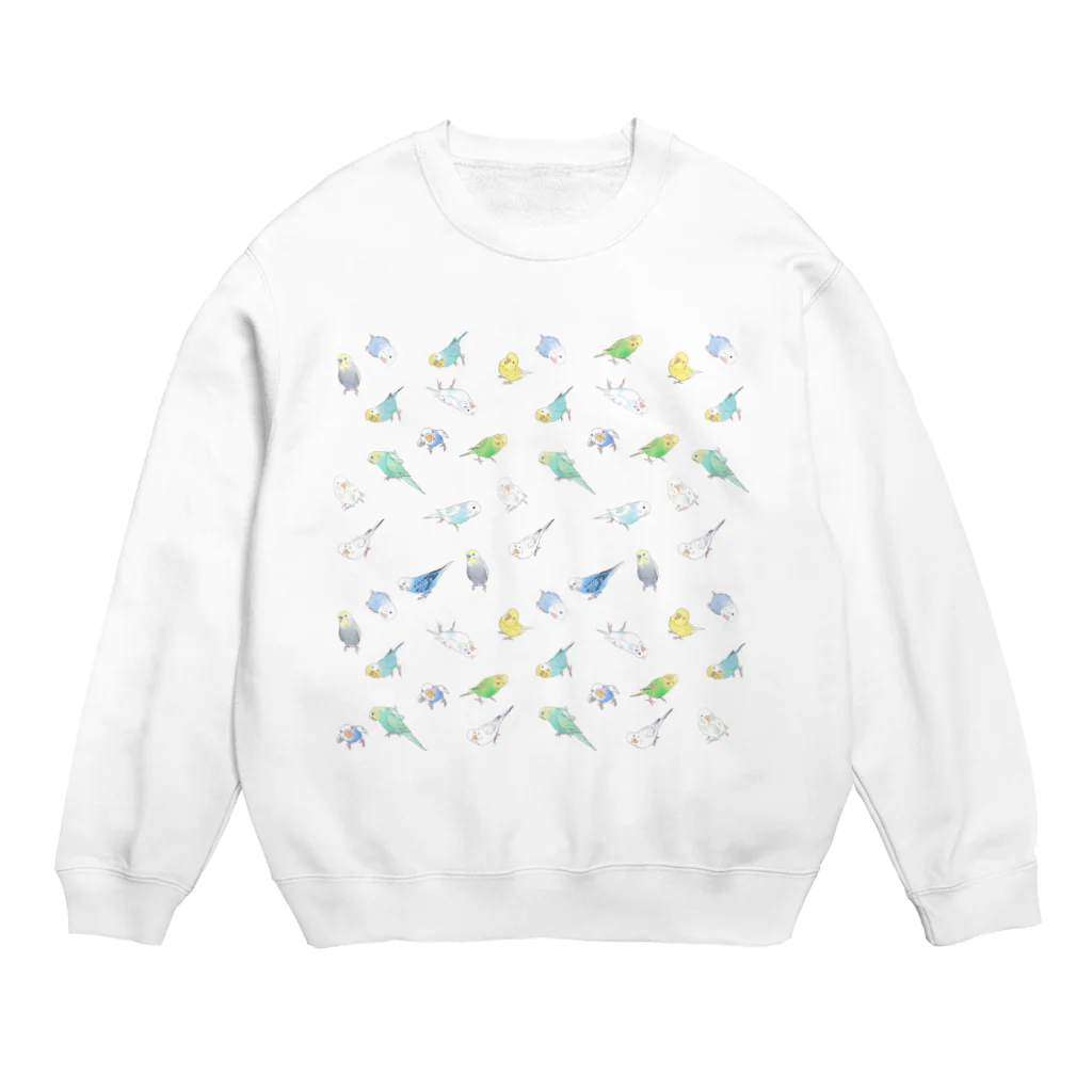 まめるりはことりのたっぷりセキセイインコちゃん【まめるりはことり】 Crew Neck Sweatshirt