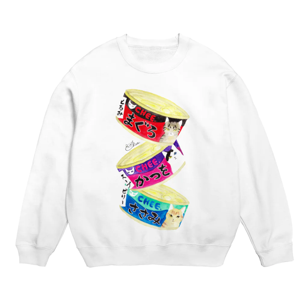 cheeの猫缶３個パック Crew Neck Sweatshirt