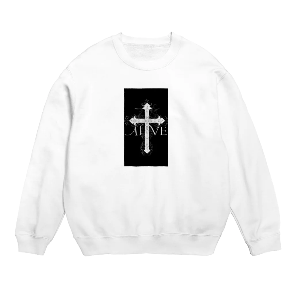 Syao.【しゃお】神述ハルの十字架ブラック／ブラック Crew Neck Sweatshirt