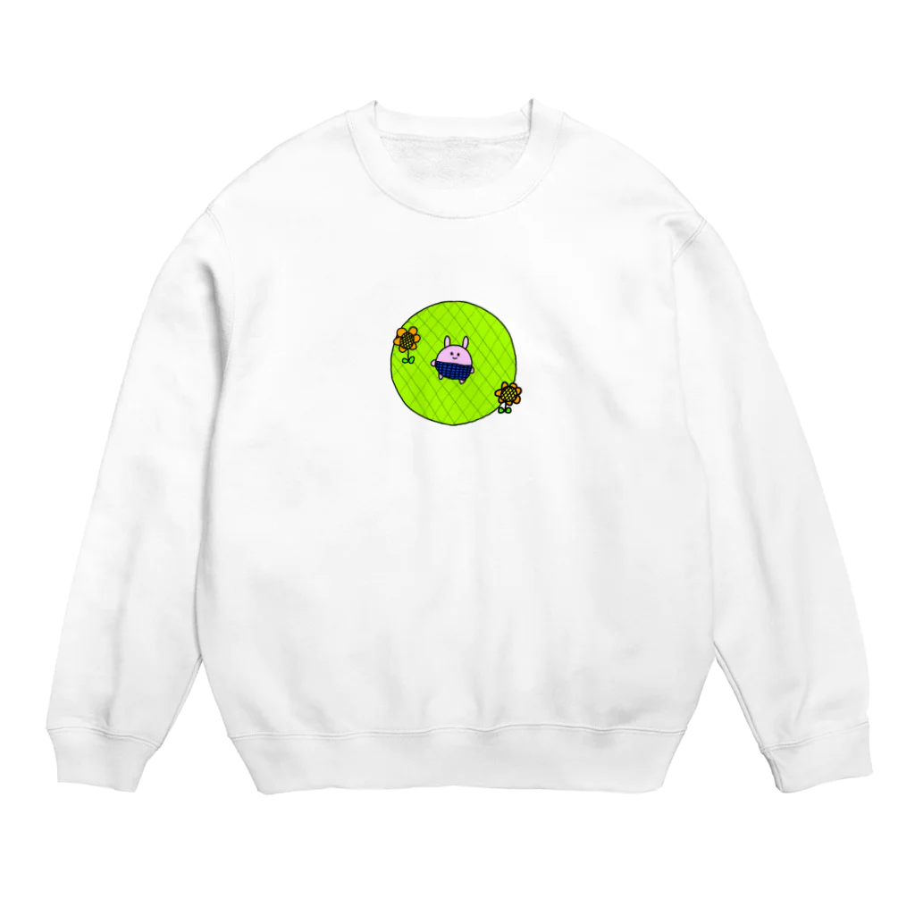 ストライプのうさちゃん原っぱ Crew Neck Sweatshirt